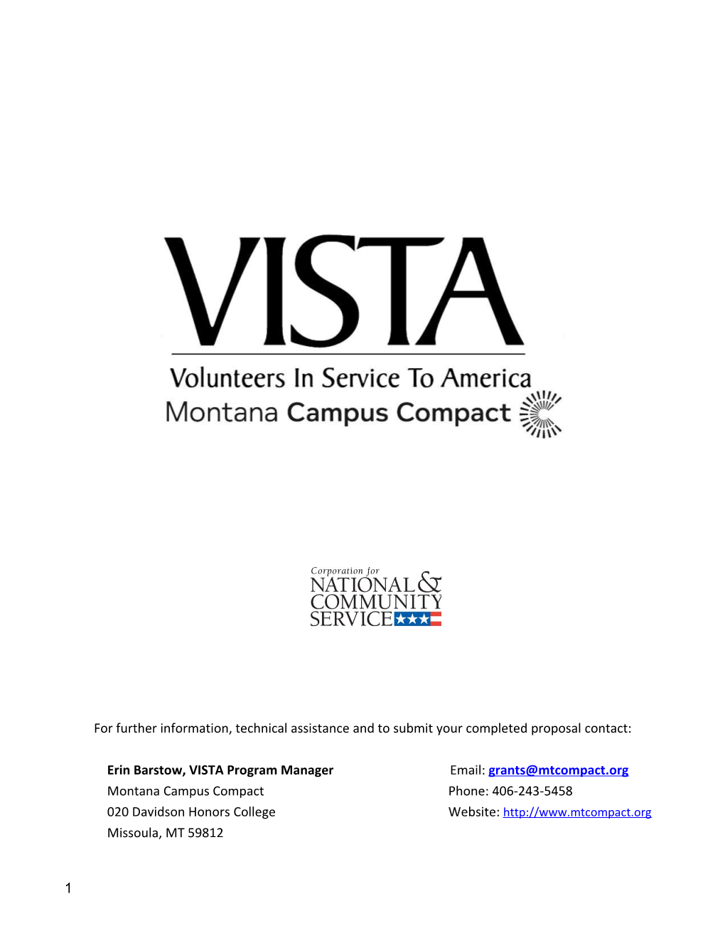 Americorps*VISTA Assignment Description (VAD)