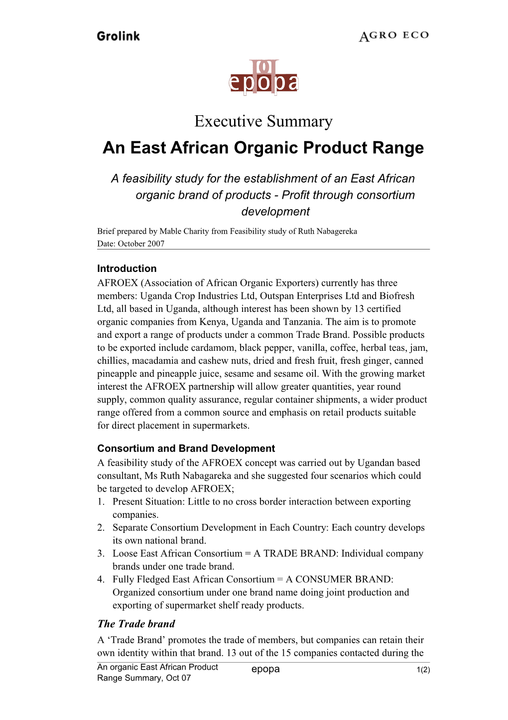 An East African Organic Product Range