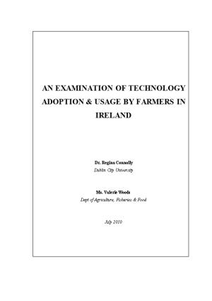 An Examination of Technology Adoption & Usage by Farmers in Ireland