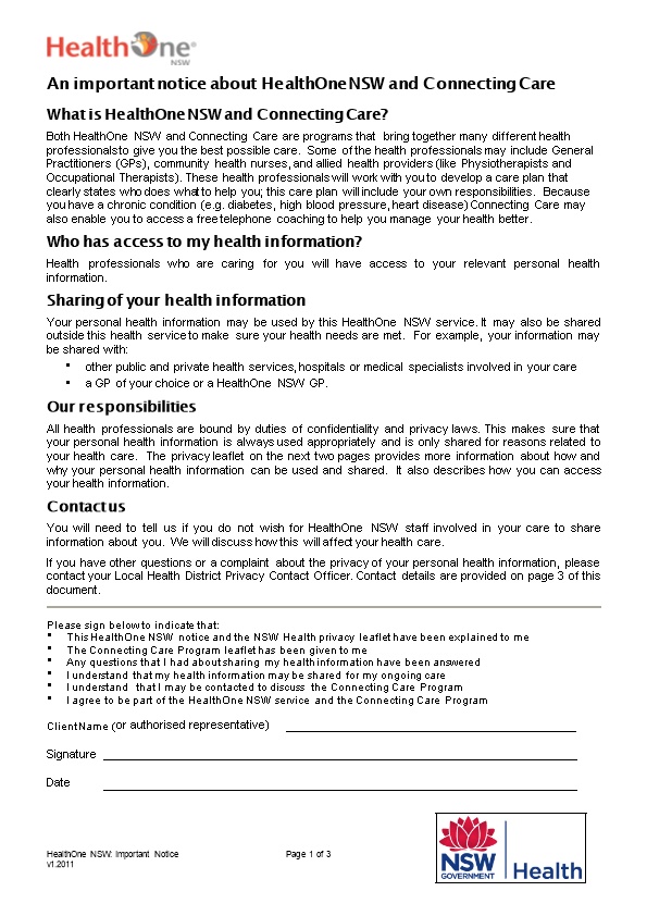 An Important Notice for Healthone NSW and Connecting Care Clients