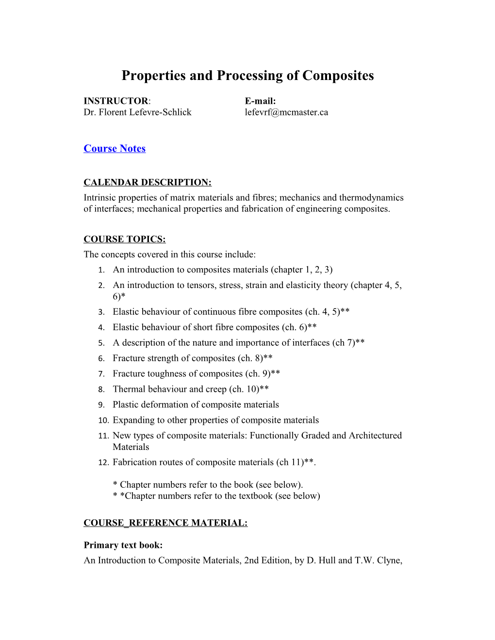 An Introduction to Composites Materials (Chapter 1, 2, 3)