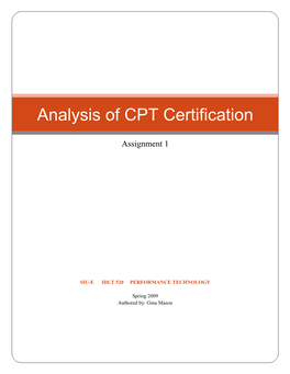 Analysis of CPT Certification