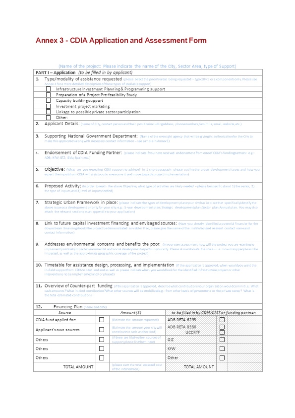 Annex 3 - CDIA Application and Assessment Form