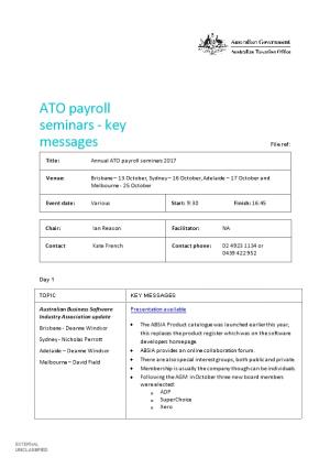 Annual ATO Payroll Seminars 2017