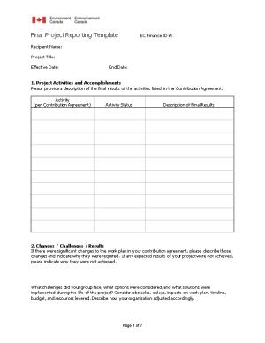Annual Project Reporting Template