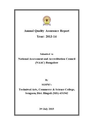 Annual Quality Assurance Report: 2013-14