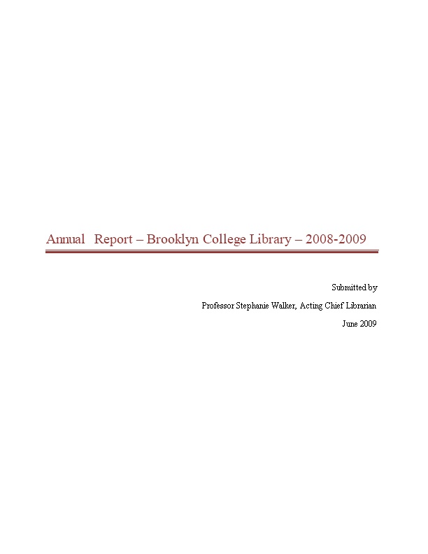 Annual Report Brooklyn College Library 2007-2008