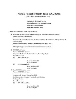 Annual Report of North Zone- AICC RCOG