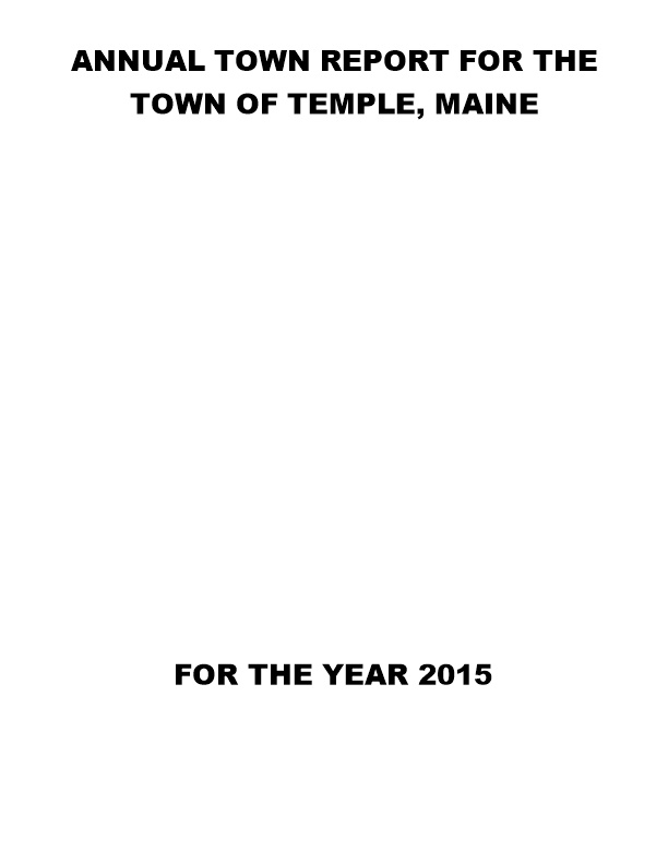 Annual Town Report for the Town of Temple, Maine