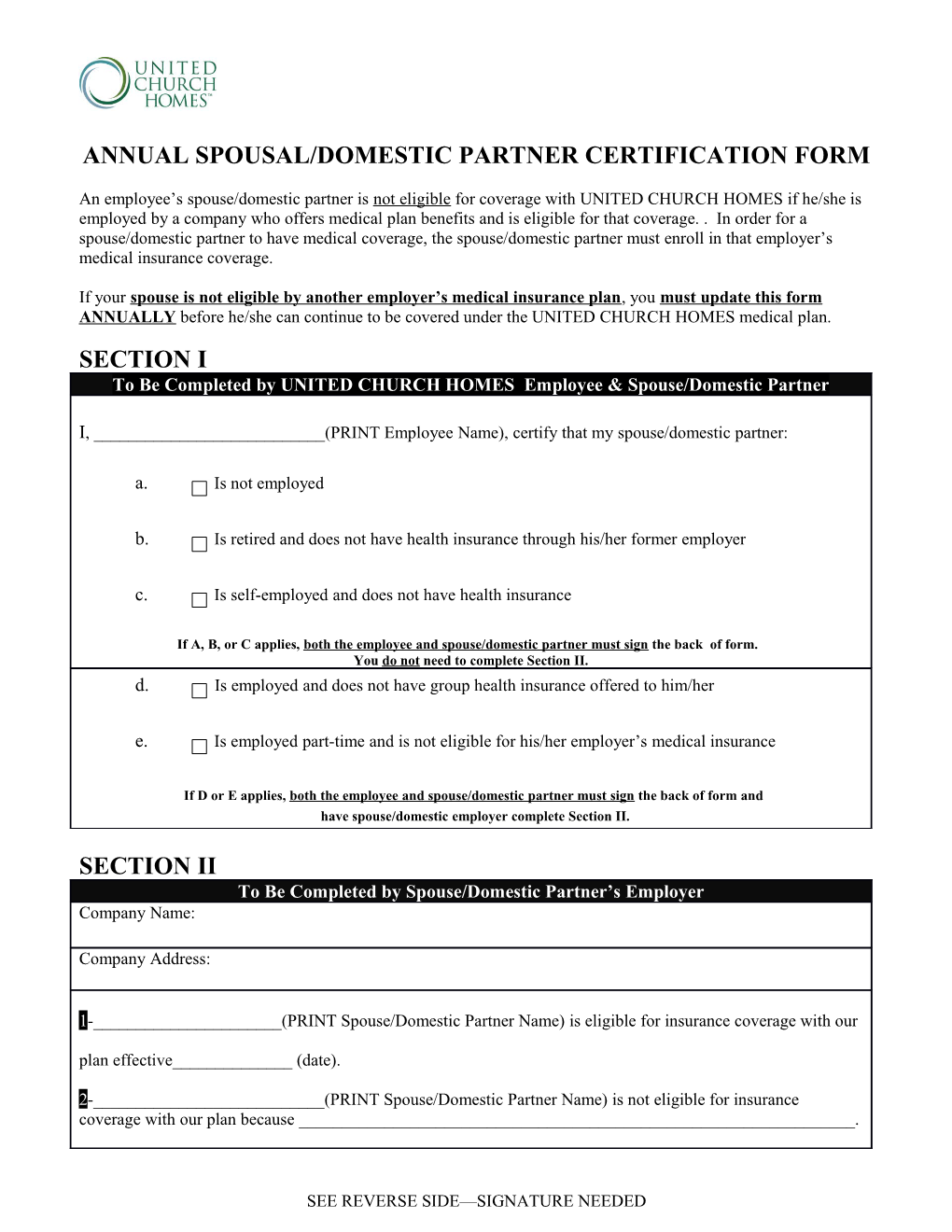Annualspousal/Domestic Partner Certification Form