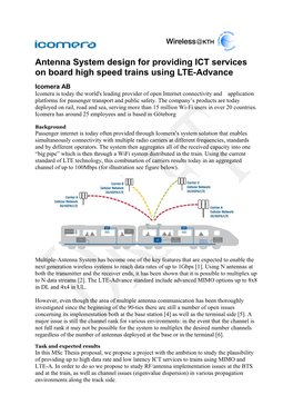 Antenna System Design for Providing ICT Services on Board High Speed Trainsusing LTE-Advance
