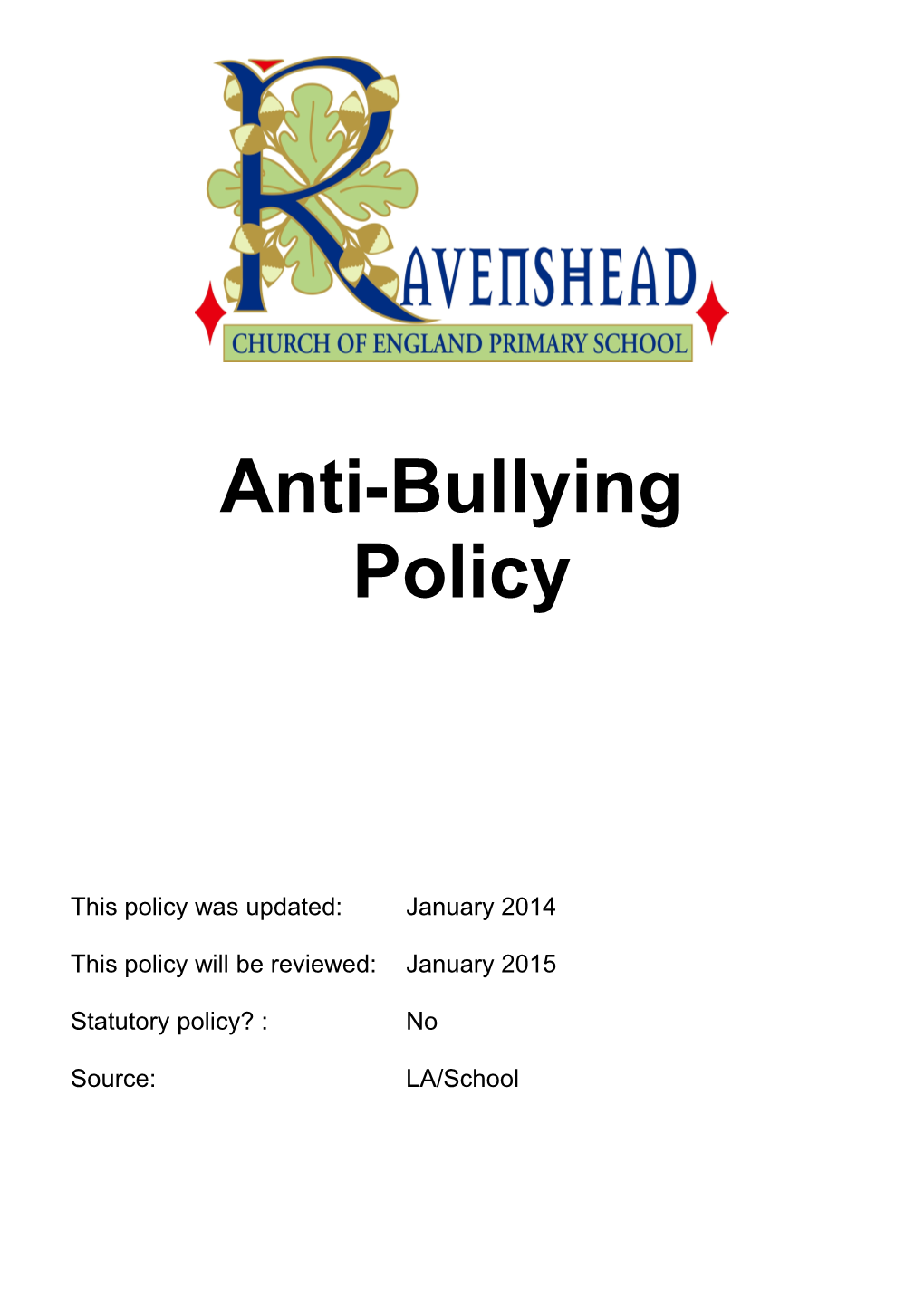 Anti-Bullying Model Policy Oct 2013