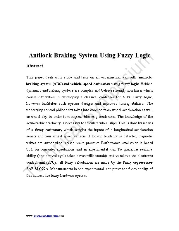 Antilock-Braking System Using Fuzzy Logic