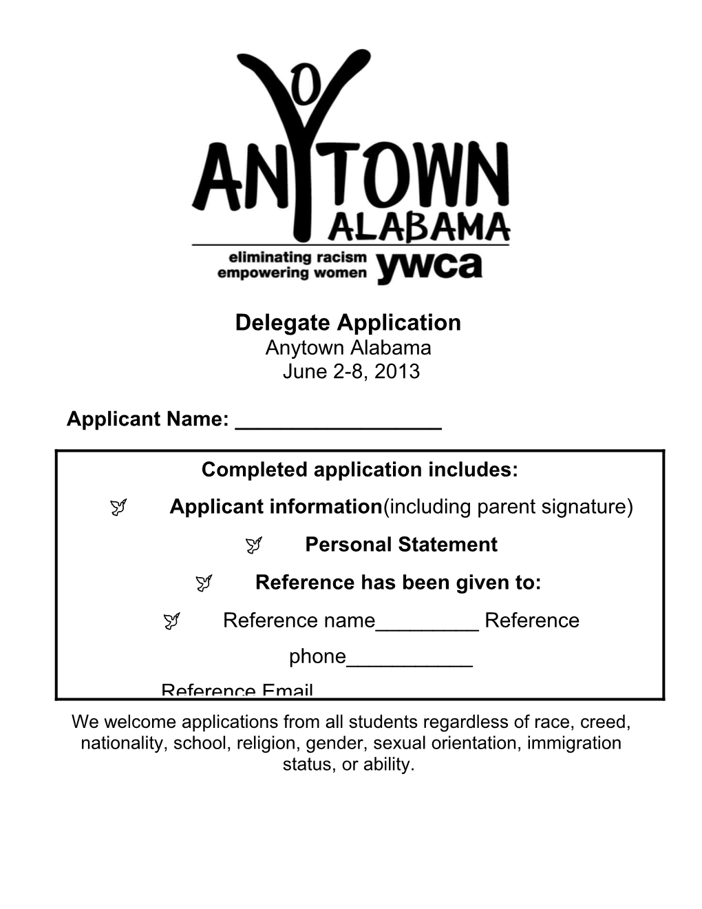 ANYTOWN ALABAMA for Office Use Only