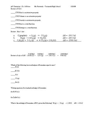 AP Chemistry : Ch. 16 Notesmr. Ferwerda - Tecumsehhigh School5/20/08