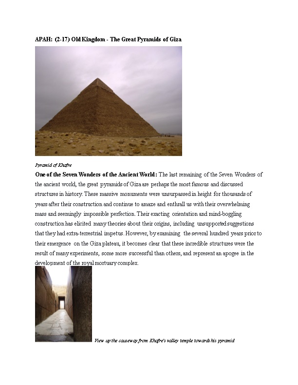 APAH: (2-17) Old Kingdom - the Great Pyramids of Giza