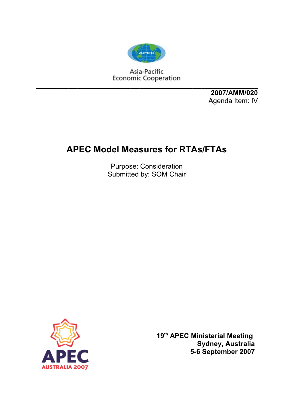 APEC Model Measures for Rtas/Ftas