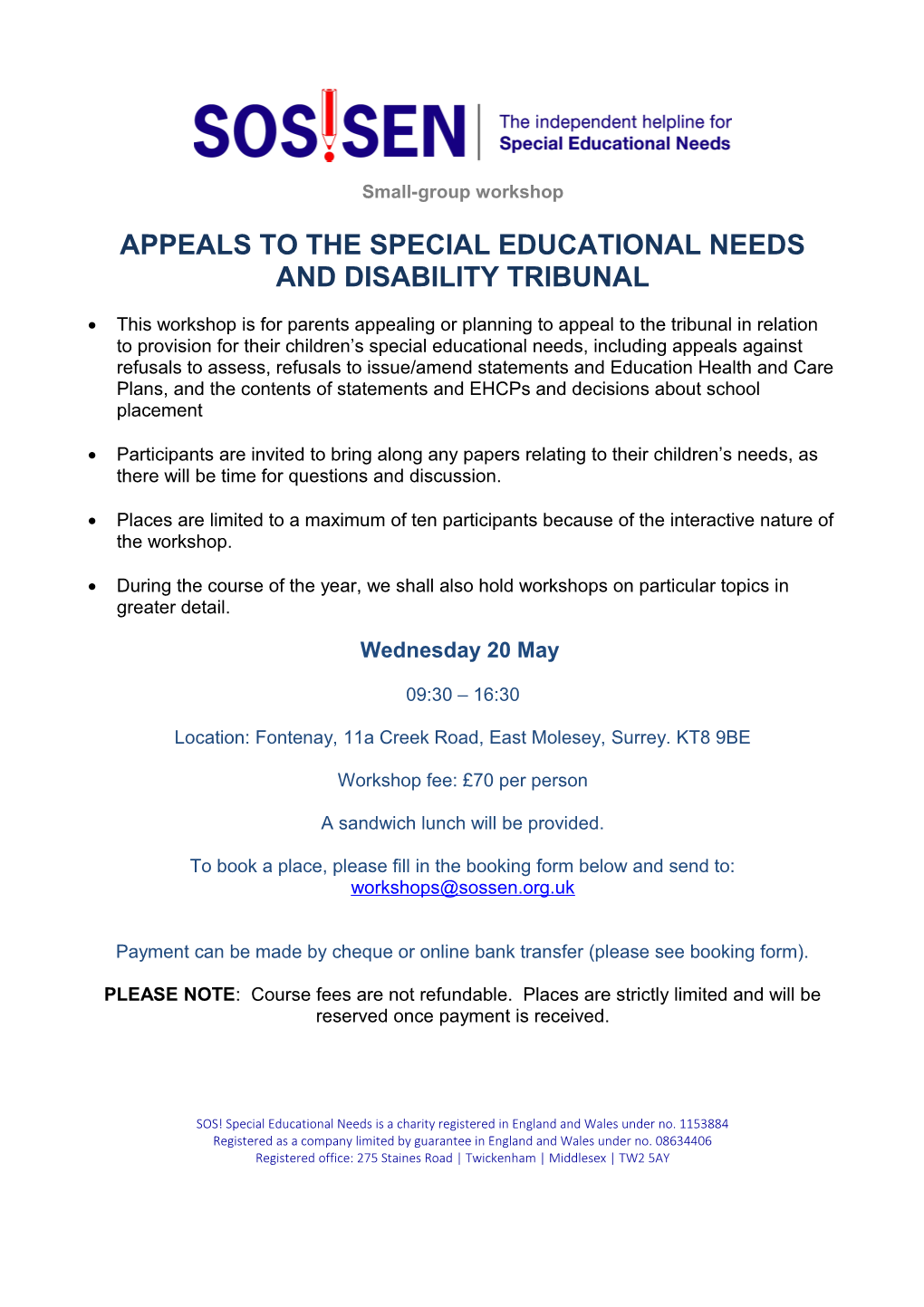 Appeals to the Special Educational Needs and Disability Tribunal