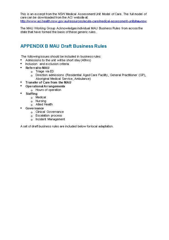 APPENDIX BMAU Draft Business Rules