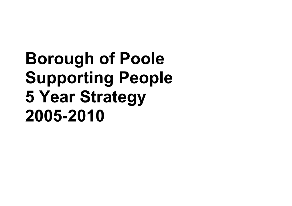 Appendix to Supporting People 5 Year Strategy
