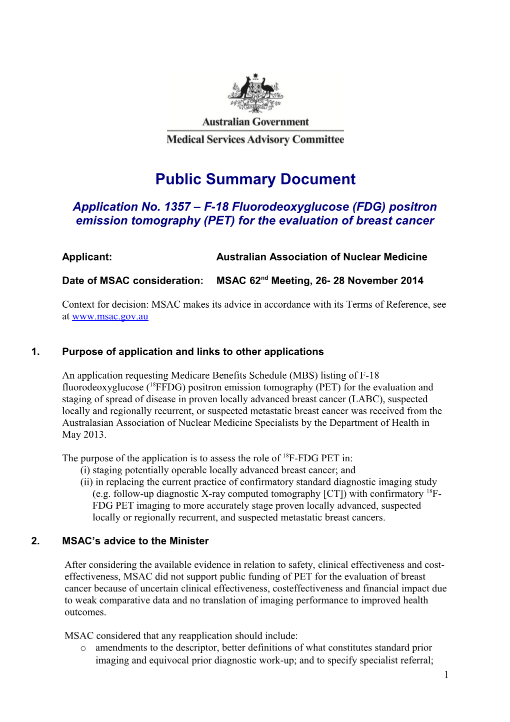 Applicant:Australian Association of Nuclear Medicine