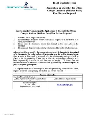 Application & Checklist for Offsite Campusadditionwithout Beds Plan Review Required