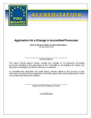Application for a Change in Accredited Processes