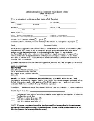 Application for a Contract Teaching Position