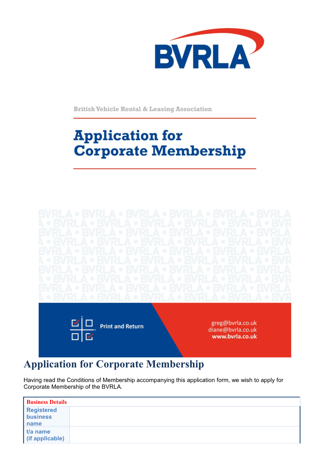 Application for Corporate Membership