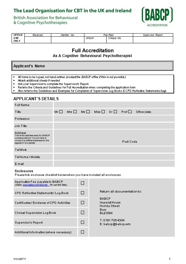 Application for Full Accreditation