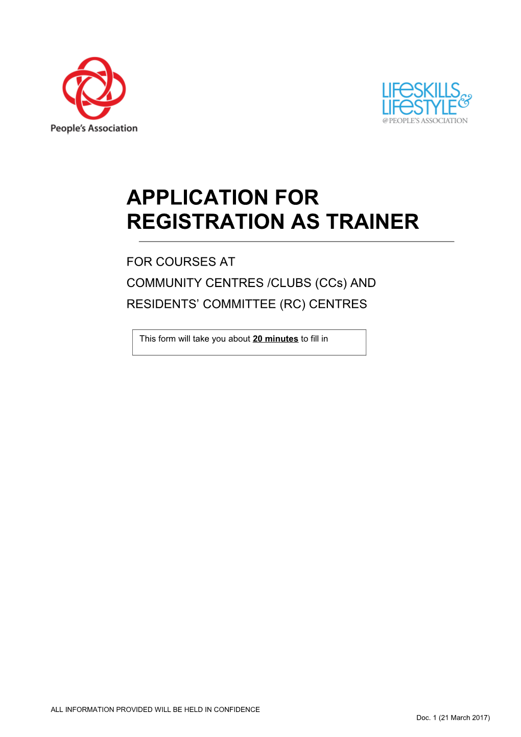 Application for Registration As a Trainer