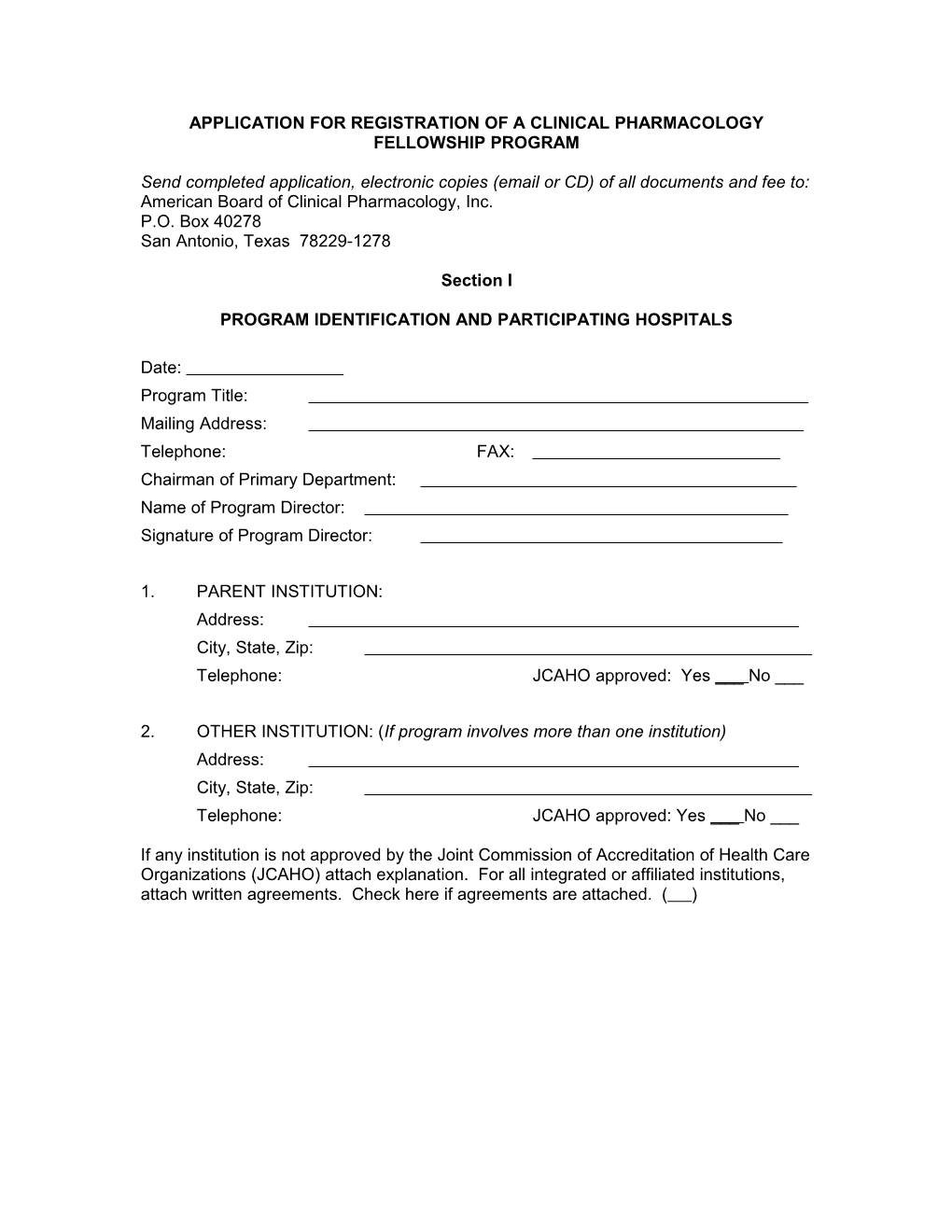 Application for Registration of a Clinical Pharmacology