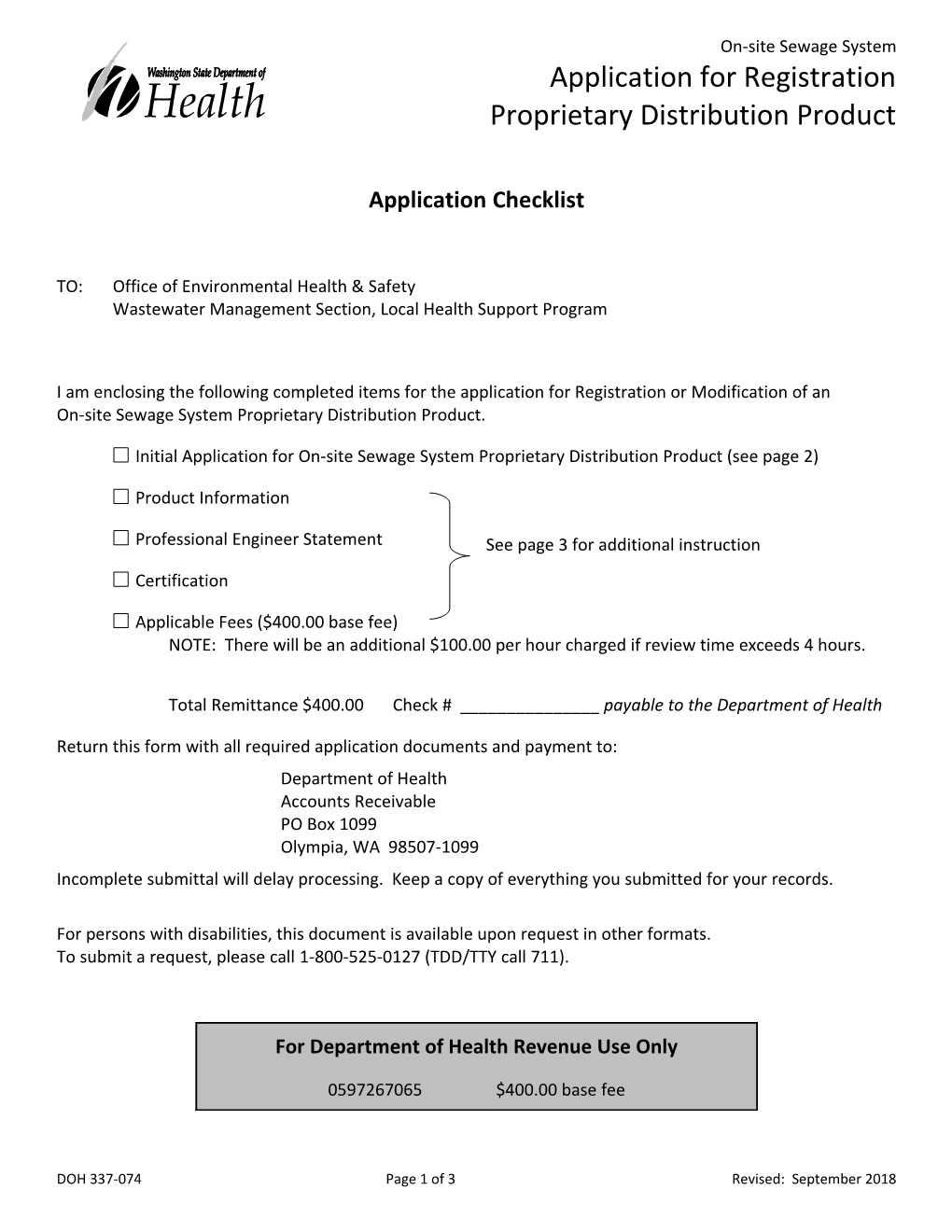 Application for Registration Proprietary Distribution Product