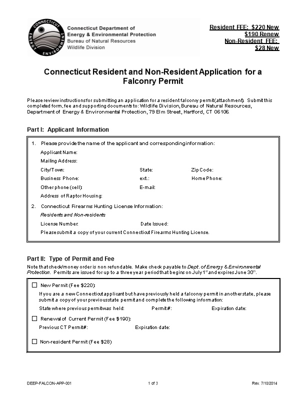 Application Form for a Falconry Permit