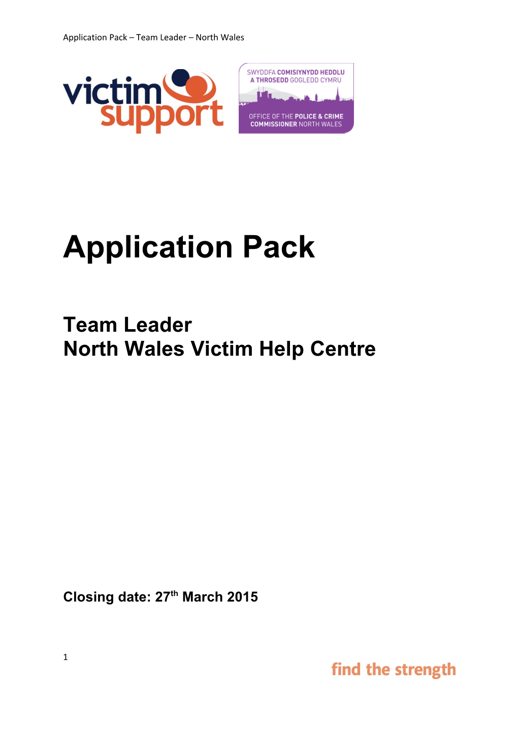 Application Pack Team Leader North Wales