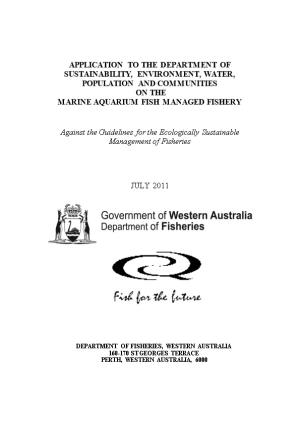 Application to the Department of the Environment, Water, Heritage and the Arts On