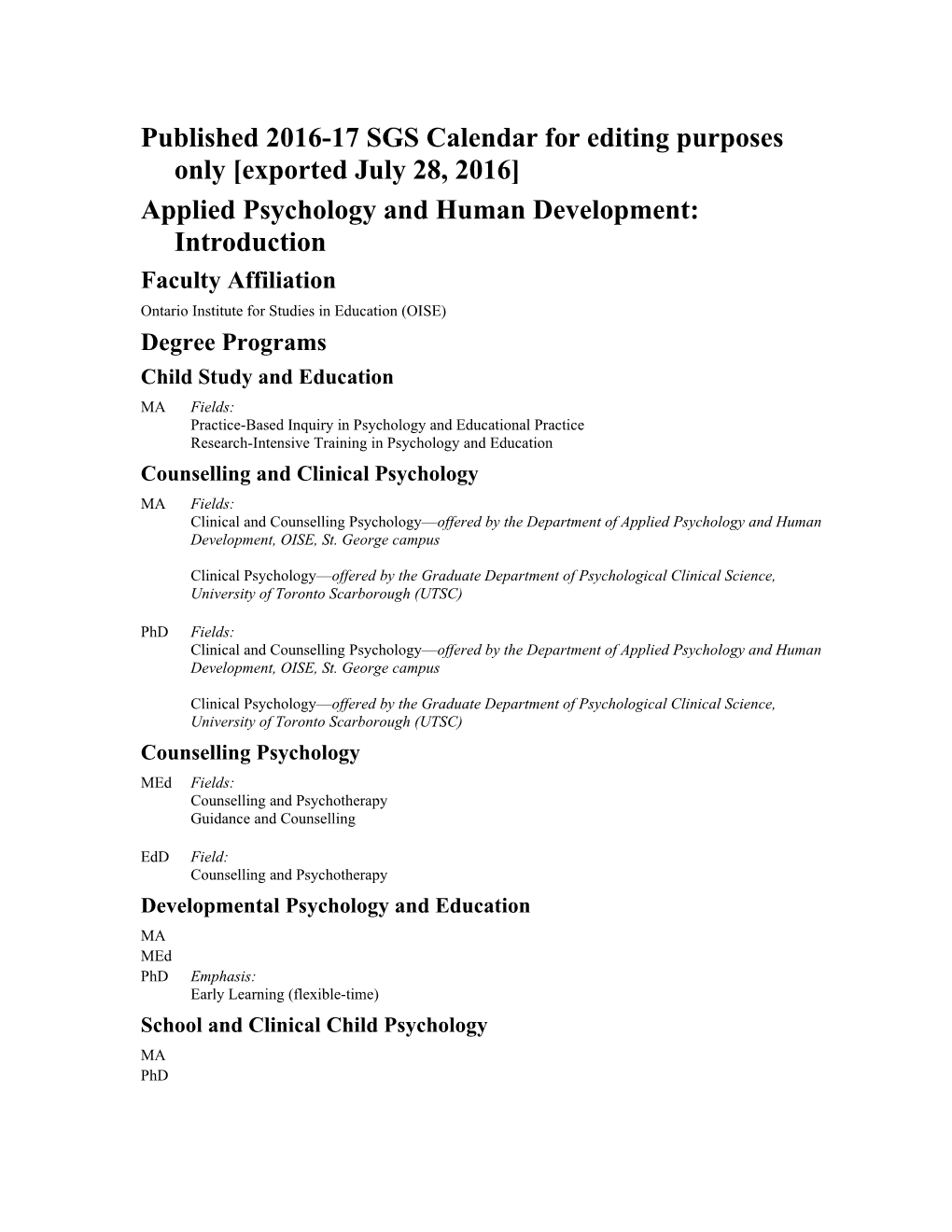 Applied Psychology and Human Development