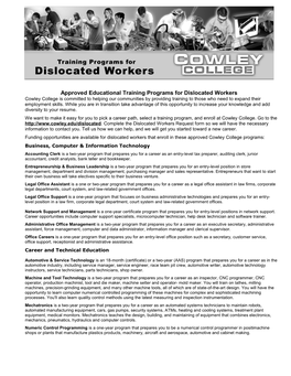 Approved Educational Training Programs for Dislocated Workers