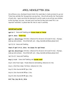 April 5-7: Dance and Tumbling Andpicture Week at TMDA!