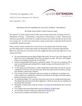 Aransas County Residents Can Save Energy and Money