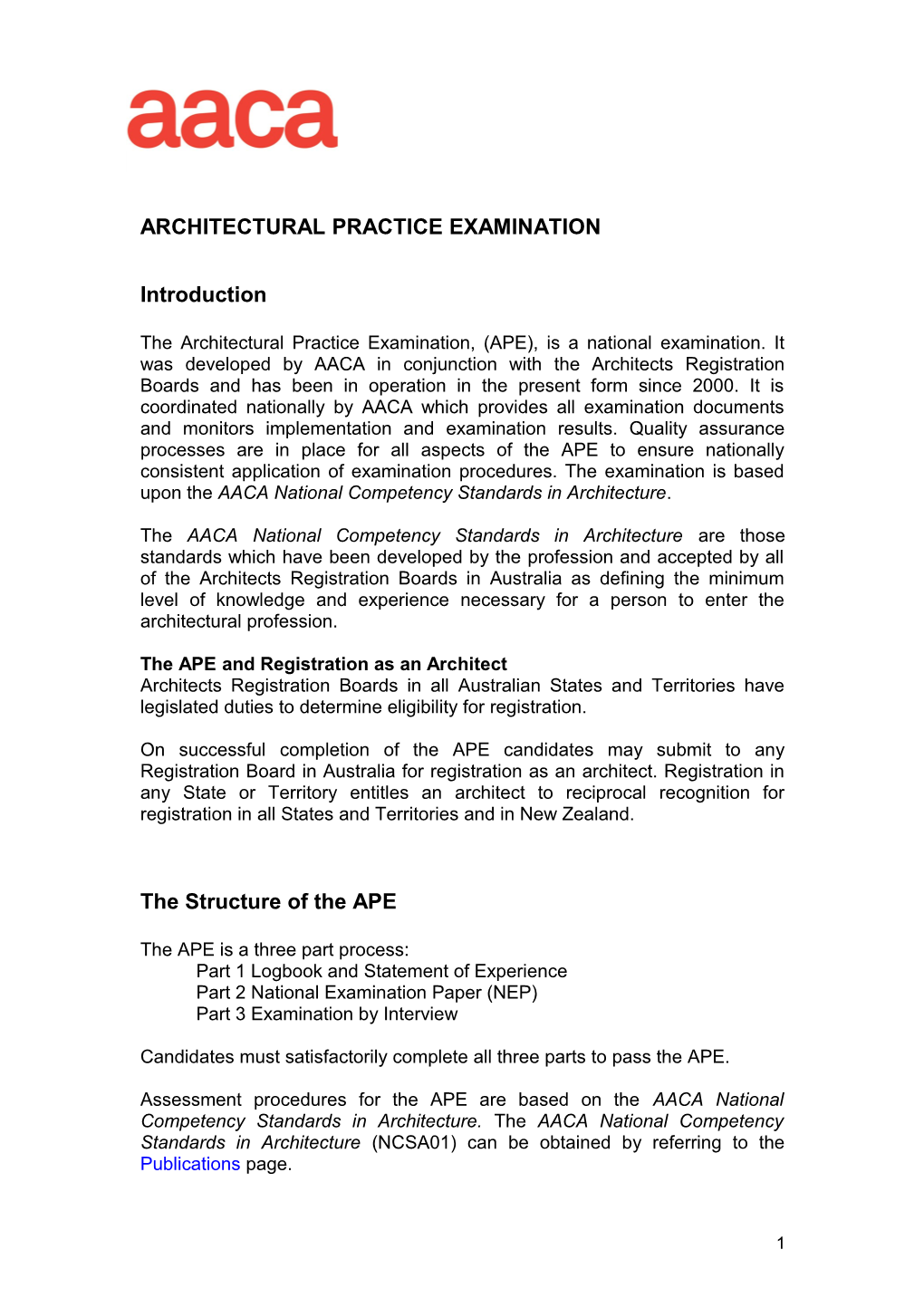 Architectural Practice Examination