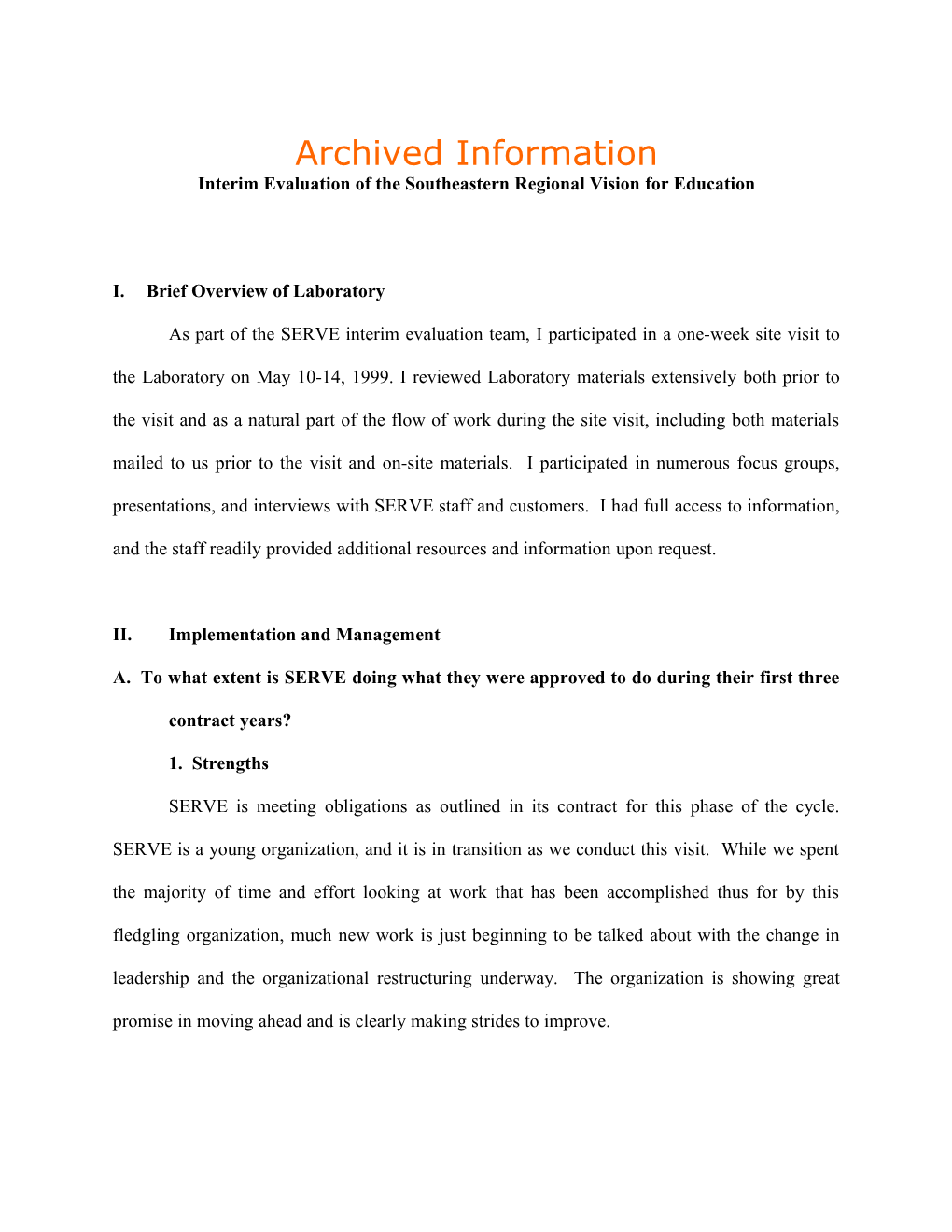 Archived: II Implementation and Management: a (MS Word)