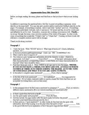 Argumentative Essay Edit Sheet 2014