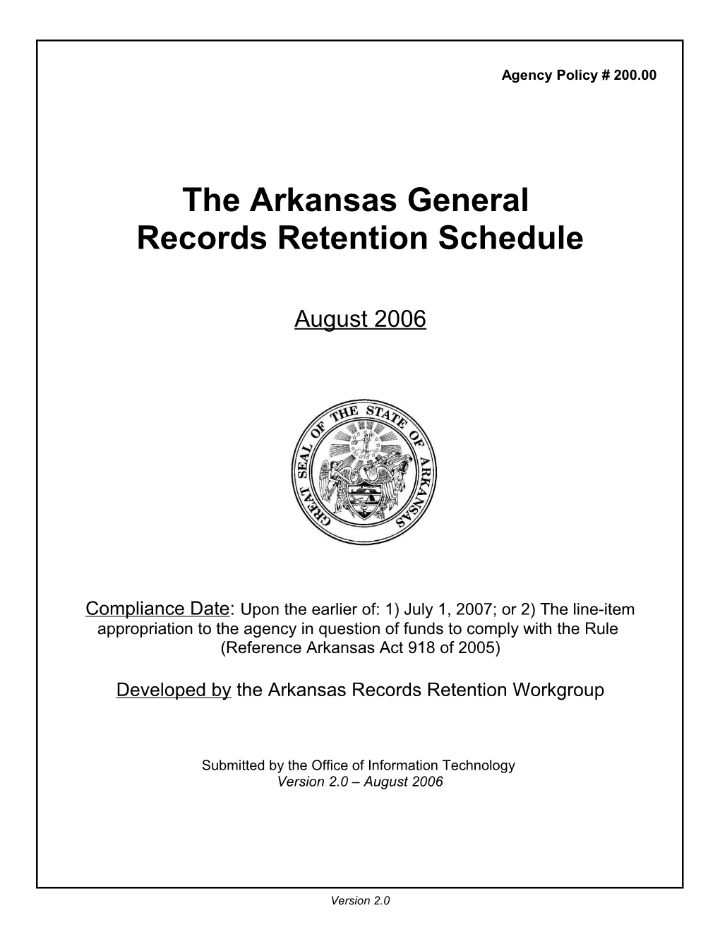 Arkansas Records Retention Schedule