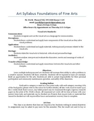 Art Syllabus Foundations of Fine Arts