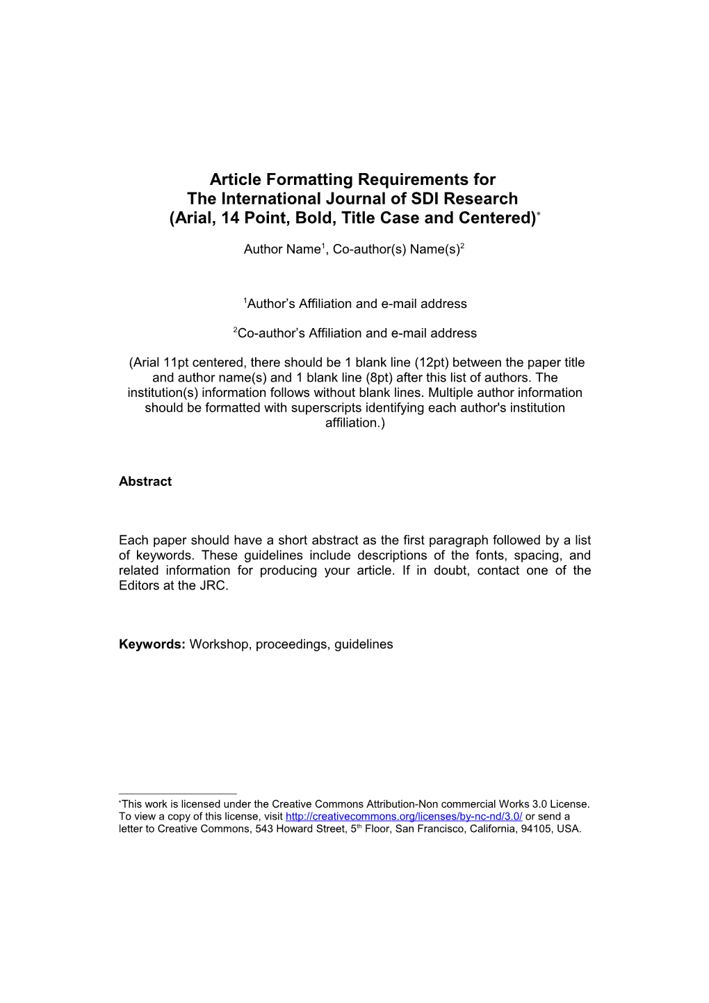 Article Formatting Requirements For