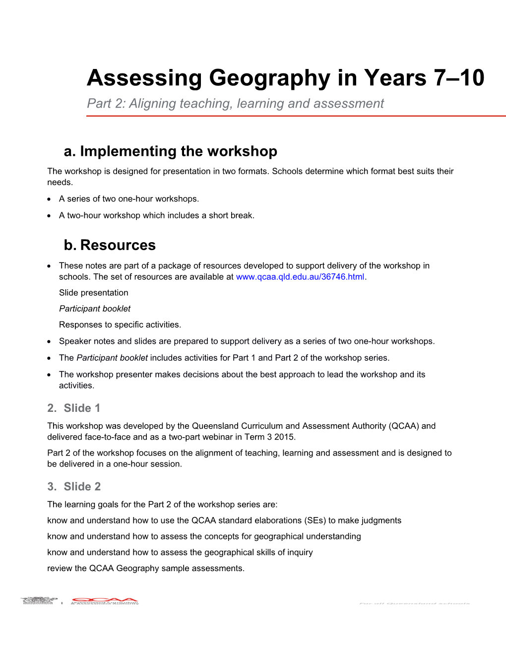 Assessing Geography in Years 7 10 Speaker Notes Part 2