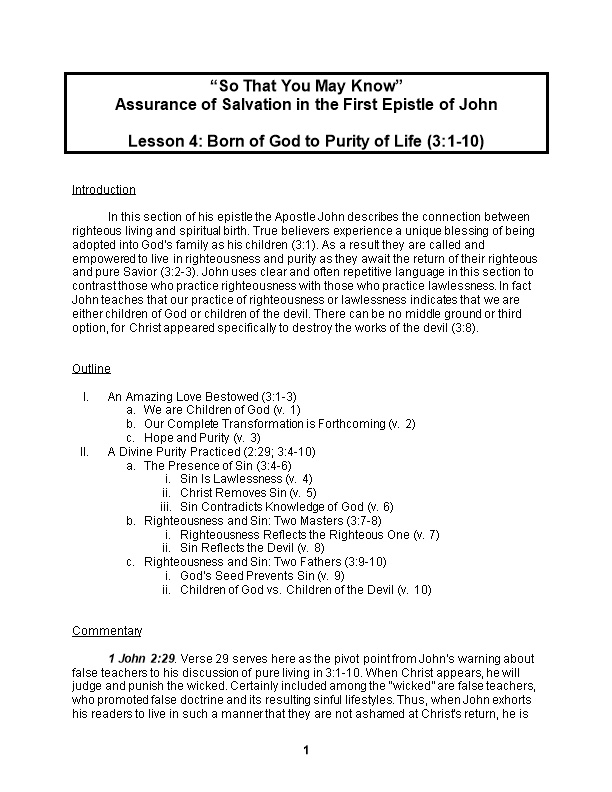 Assurance of Salvation in the First Epistle of John