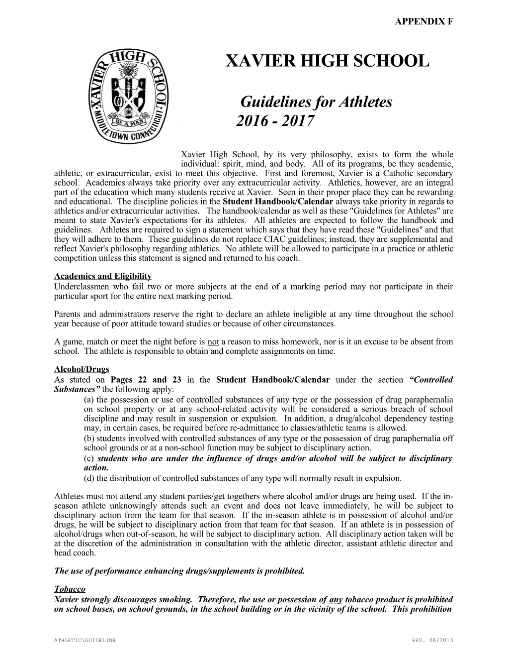 Athletic Guidelines Txt