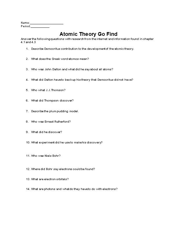 Atomic Theory Go Find
